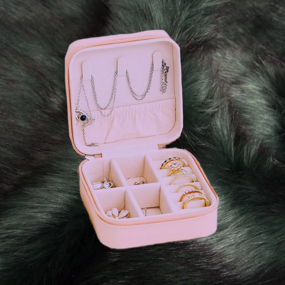 Mini Travel Pink Jewelry Organizer with Interior Compartments